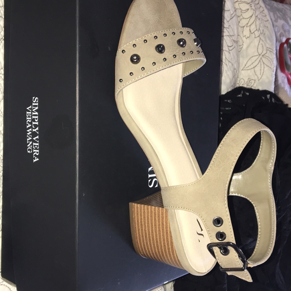 Studded Beige Block Heels